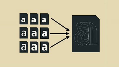 image illustrant la combinaison des différents fichiers typographiques en un seul fichier de typographie variable